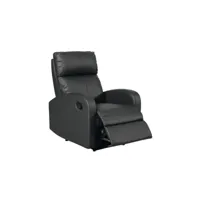 fauteuil relax simili cuir noir - pistol - l 73 x l 86 x h 102 cm - neuf