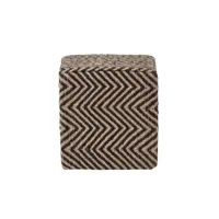 homescapes pouf carré jute motif chevron noir et crème 36 x 36 x 38 cm sf1611