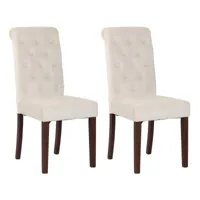 lot de 2 chaises de salle à manger lisburn avec pieds en bois de caoutchouc , crème/velours