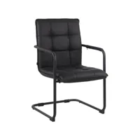 chaise visiteur fauteuil de bureau sans roulettes en simili-cuir noir cadre métal noir bur10479