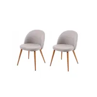 2x chaise de salle à manger hwc-d53, fauteuil, style rétro années 50, en tissu ~ gris clair