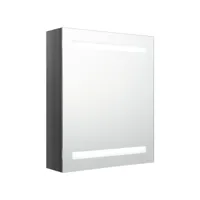 armoire de salle de bain à miroir led gris brillant 50x14x60