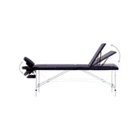 vidaxl table de massage pliable 3 zones aluminium violet 110198