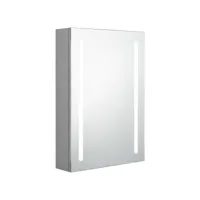 armoire de salle de bain à miroir led gris béton 50x13x70 cm