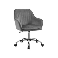 chaise de bureau avec surface en tissu velours fauteuil pivotant siège ergonomique rembourrage en mousse hauteur réglable gris clair helloshop26 12_0001304