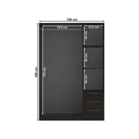 armoire tarn 120cm à 3 portes & 3 tiroirs - bois wengé