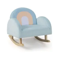 giantex fauteuil à bascule enfant 3-5 ans,canapé enfant cadre en bois massif et revêtement en velours,design anti-basculement,bleu