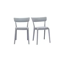 chaises design gris clair empilables intérieur - extérieur (lot de 2) rios