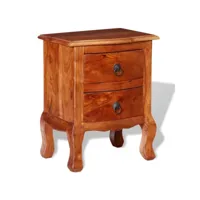 table de chevet  bout de canapé  table d'appoint chevet avec tiroirs bois d'acacia massif -neww81923
