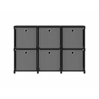 étagère de rangement, étagère d'affichage 6 cubes et boîtes noir 103x30x72,5 cm tissu salon793300