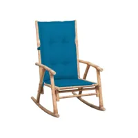 chaise à bascule fauteuil à bascule  fauteuil de relaxation avec coussin bambou meuble pro frco11679