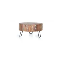 table basse bois, métal marron 70x70x38cm - bois-métal - décoration d'autrefois