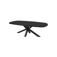 alpha - table repas ovale 200cm aspect bois noir piètement araignée métal noir