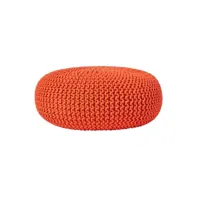homescapes burnt orange large round cotton knitted pouffe footstool sf2004a