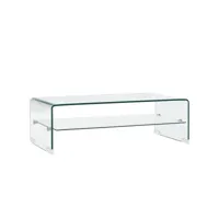 table basse table de salon  bout de canapé clair 98 x 45 x 31 cm verre trempé meuble pro frco35559