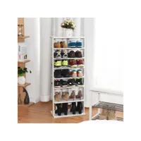 giantex etagère de rangement pour chaussures en bois, avec 7 niveaux, organisateur multi-étagère à chaussures, peut stocker au maximum 14 paires de chaussure, blanc