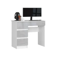 mir - bureau informatique style moderne - 90x77x50 - 4 tiroirs spacieux - gris