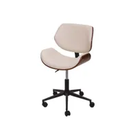 chaise de bureau hwc-g25 bois cintré aspect noyer rétro pivotante réglable en hauteur ~ crème