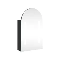 armoire de bain à miroir avec led arquée noir 42x13x70 cm