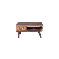 table basse 1 tiroir bois et fer marron 90x60x45cm - bois-fer - décoration d'autrefois