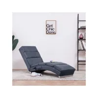 chaise longue  bain de soleil transat gris similicuir daim meuble pro frco79697