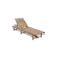 bain de soleil chaise longue bambou 200 x 65 x (30 - 87) cm