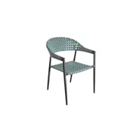 chaise de jardin aluminium- blanc-bleu-marron - cadiz - l 56 x l 59.5 x h 81 cm - neuf