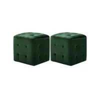 2 pièces tables de chevet vert 30x30x30 cm tissu velours