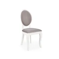 chaise médaillon blanche et grise en bois louis 169