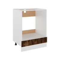 armoire à four, meuble bas cuisine, armoire rangement de cuisine chêne fumé 60x46x81,5 cm bois d'ingénierie pewv49387 meuble pro