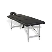 vidaxl table pliable de massage noir 4 zones avec cadre en aluminium