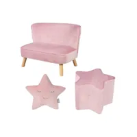 roba ensemble lil sofa pour enfants - canapé + tabouret + coussin décoratif - rose