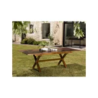 hanna - table de jardin 8/10 personnes - rectangulaire pieds croisés extensible 180/240x100cm en bois teck huilé