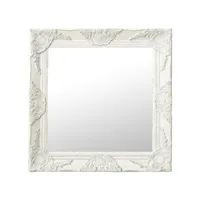 miroir mural style baroque  miroir déco pour salle de bain salon chambre ou dressing 50x50 cm blanc meuble pro frco51956