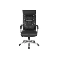 finebuy chaise de bureau avec support de tête fauteuil de direction accoudoirs  chaise pivotante avec mécanisme à blocs multiples - réglable en hauteur - haut dossier - cuir véritable noir