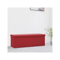 banc de rangement pliable  coffre de rangement rouge bordeaux pvc meuble pro frco38586