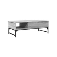 table de salon sonoma gris 100x50x35 cm bois d'ingénierie et métal