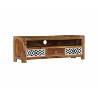 meuble télé buffet tv télévision design pratique 120 cm bois de sesham solide helloshop26 2502059