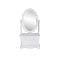 coiffeuse avec miroir pivotant 26 x 13 x 50 cm ovale mdf blanc helloshop26 02_0006351