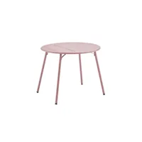table de jardin ronde - rose - métal - d 90 x 73 cm irontab90rz