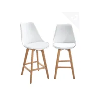 lot de 2 chaises de bar scandinaves avec coussin tika (blanc) 90