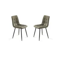 chaise de cuisine en éco-cuir olive et pieds en métal noir - arca 2 chaises