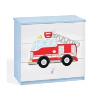 commode enfant bleue camion de pompier 80 cm