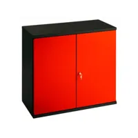 armoire de bureau métallique 2 portes rouge et noir folia l 80 x h 72 x p 41 cm