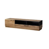 meuble tv en bois de chêne miel et acier noir mazora 170 cm