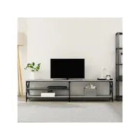 meuble tv contemporain  banc tv armoire tv  sonoma gris 200x40x50 cm bois d'ingénierie et métal meuble pro frco94519