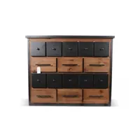 commode grainetier 16 tiroirs bois marron 117.5x44.5x95cm - bois, métal - décoration d'autrefois
