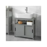 meuble sous-lavabo meuble de salle de bain vasque - 1 étage et 2 portes coulissantes -gris, sobuy® frg128-sg
