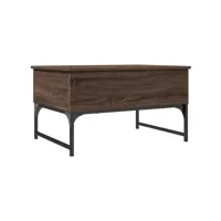 table de salon chêne marron 70x50x40 cm bois d'ingénierie et métal