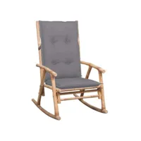 chaise à bascule fauteuil à bascule  fauteuil de relaxation avec coussin bambou meuble pro frco12264